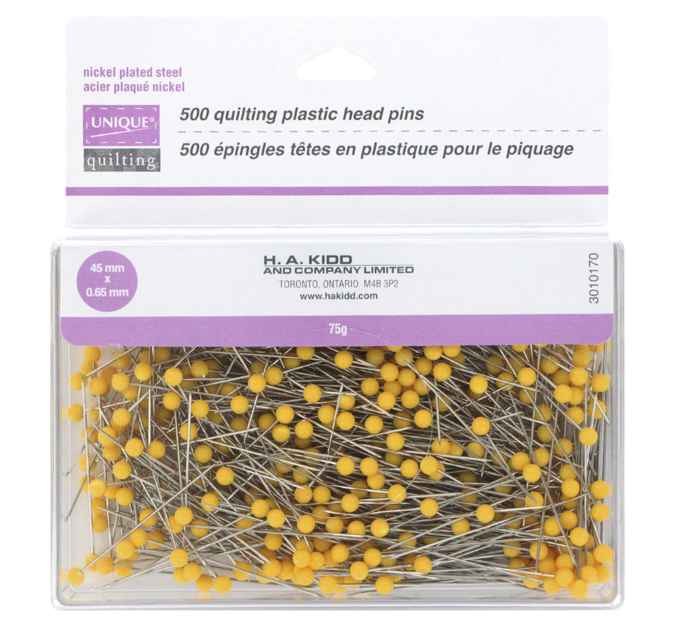 UNIQUE Quilting Plastic Head Quilting Pins - Box of 500