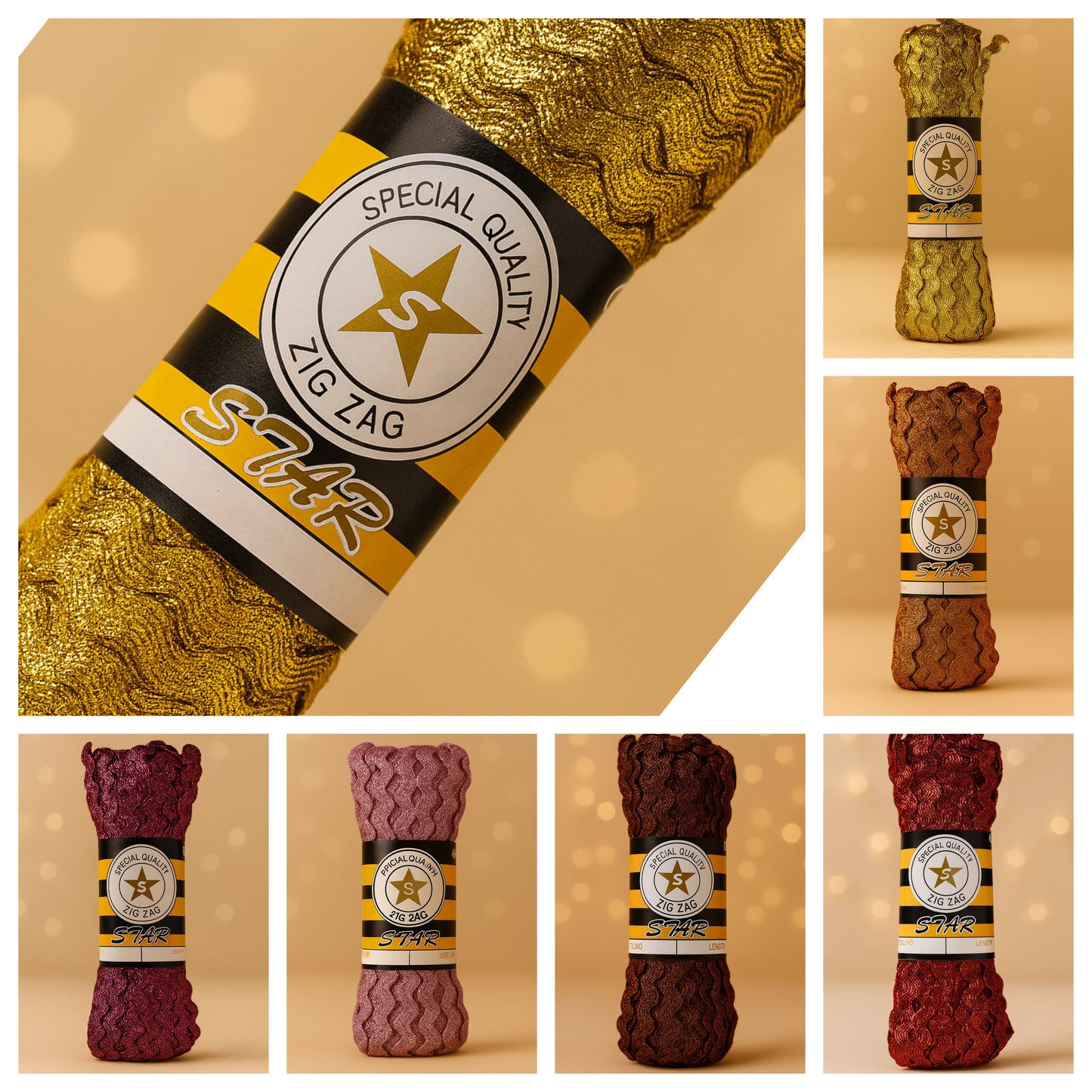 8mm Metallic Lamé Rick Rack – 15 Yard Bundles