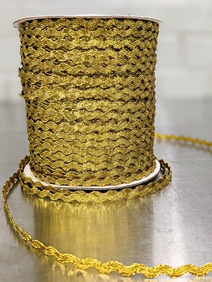 METALLIC RICK RACK 7MM RAYON - Gold