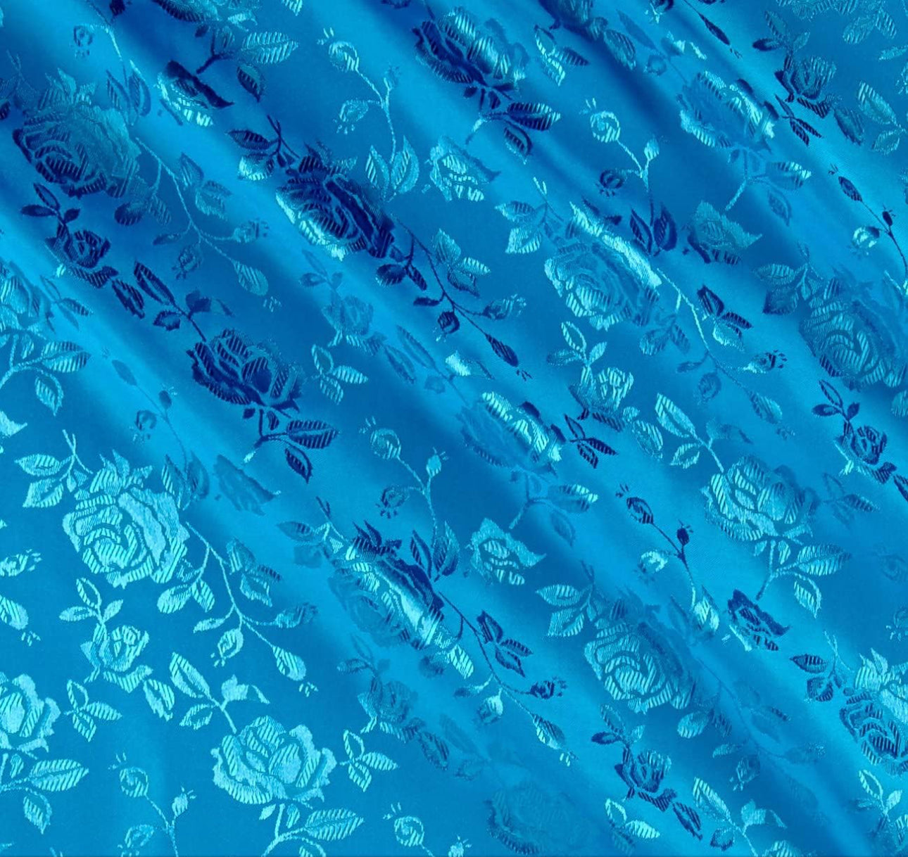 Floral Rose Jacquard - 150 cm- Turquoise