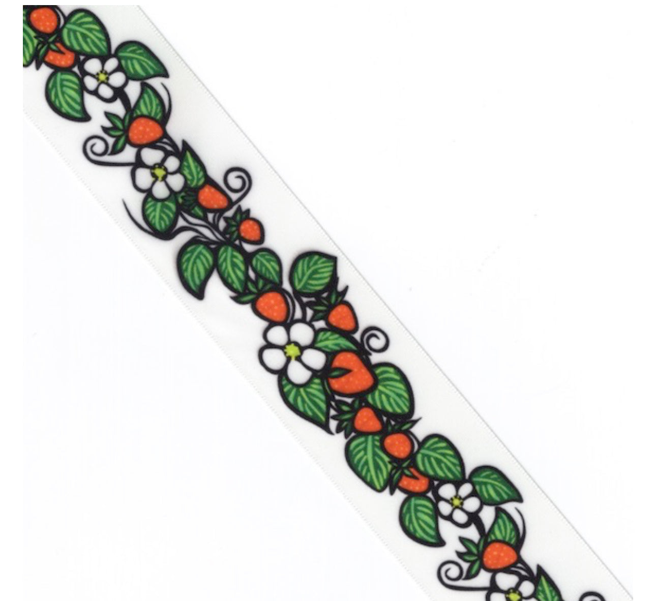 Jackie Traverse Ojibwe Floral Strawberry Ribbon - White