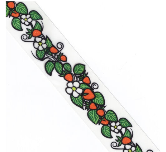 Jackie Traverse Ojibwe Floral Strawberry Ribbon - White