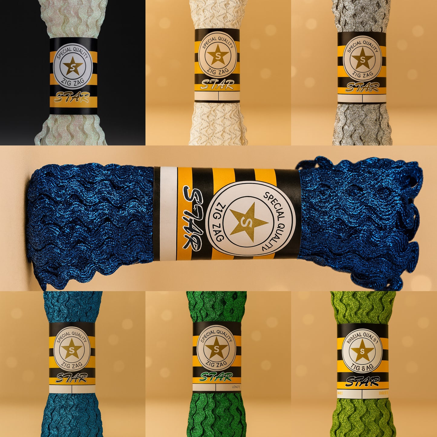 8mm Metallic Lamé Rick Rack – 15 Yard Bundles