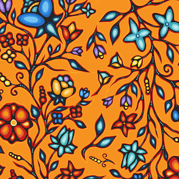 Ojibway Florals Cottons - Orange