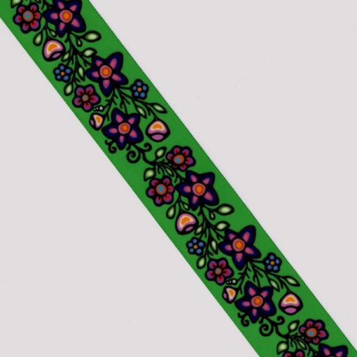 JT Ojibwe Floral Ribbon 2 - 38 mm - Green