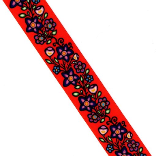 JT Ojibwe Floral Ribbon 2 - 38 mm Red